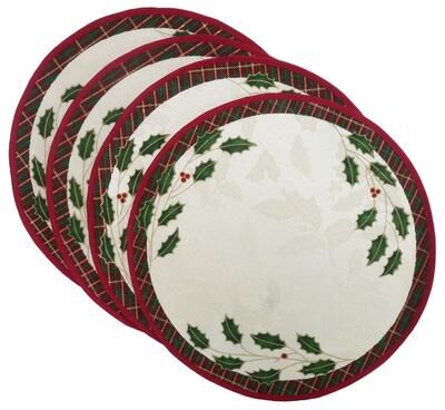 "Lenox Holiday Nouveau Round Placemats Set of 4 - 15""W x 15""L"