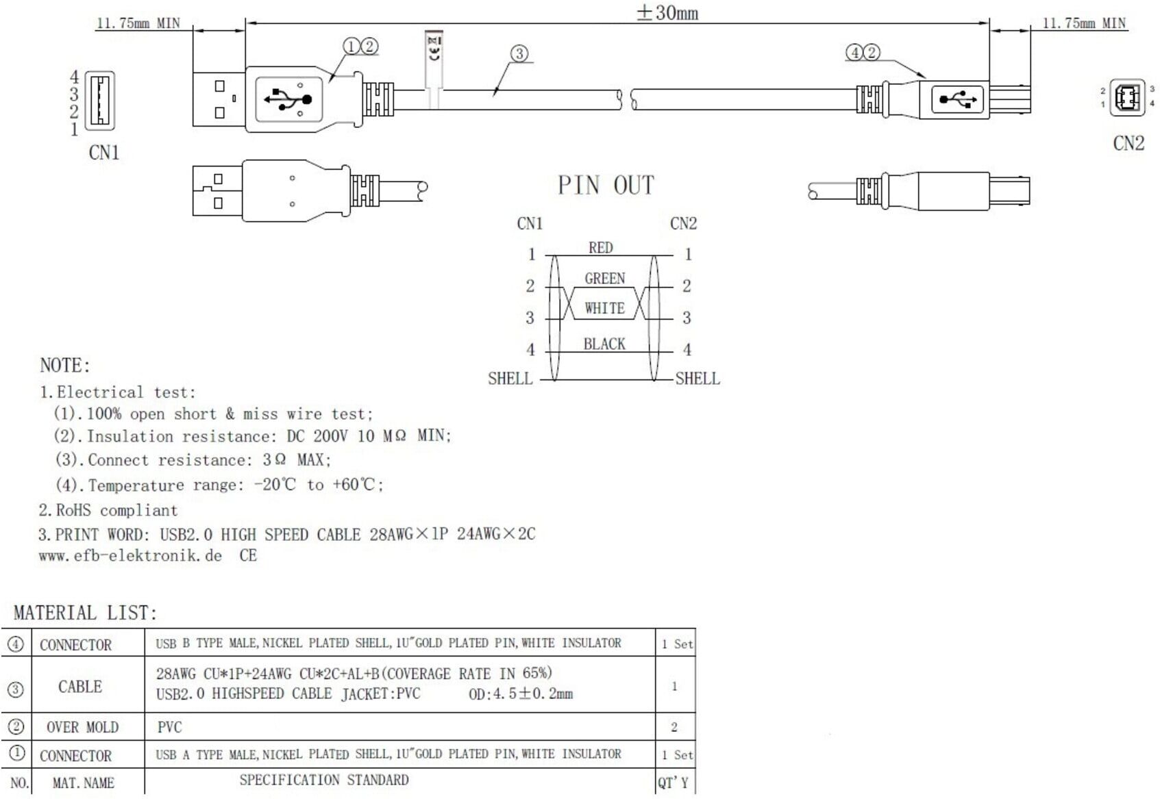 EFB-Elektronik USB2.0 HighSpeed-Kabel 5,0m gr A-B K5255.5 ; efb_elektronik)