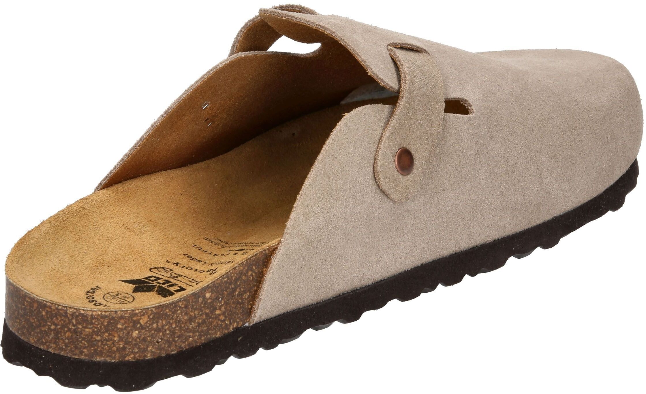 Hausschuh LICO "Clog Pedro", Herren, Gr. 45, grau, Leder, Schuhe Hausschuh grau 45
