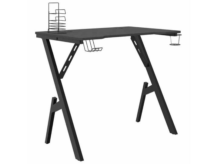 (yne53g）Noir Bureau de jeu avec pieds en forme de Y Noir 90 x 60 x 75 cm - Fourniture de bureau - Design Moderne