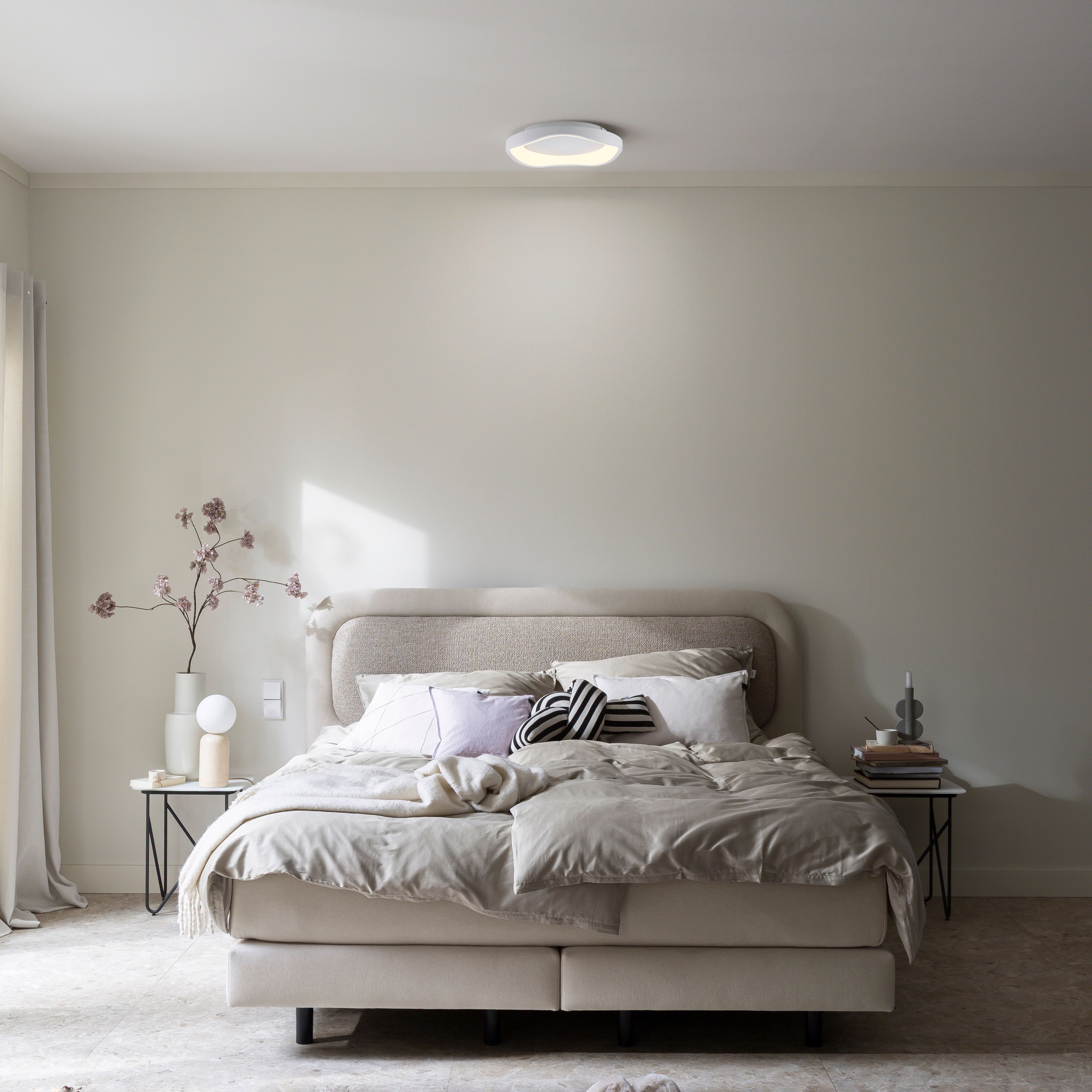 LED Deckenleuchte "MONTA", weiß, 1, Ø 40cm H: 7,5cm, 1 Stk., SCHÖNER WOHNEN-KOLLEKTION, Leuchten, SCHÖNER WOHNEN Kollektion, 3-Stufen Dimmer, Memoryfunktion, LED Deckenleuchte