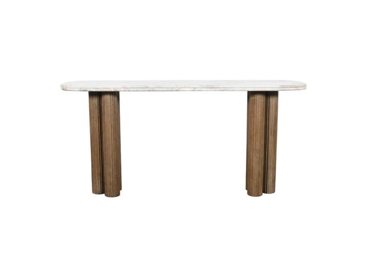 Signature Konsole mit marmorplatte - buren 165/38/77 cm, Beige, Stein, 38x77x165 cm, Wohnzimmer, Wohnzimmertische, Konsolentische