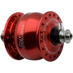 SON Nabendynamo SON delux | 9x100 mm Schnellspanner 36 Loch rot eloxie