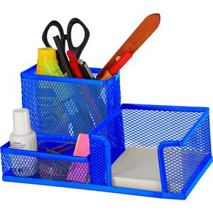TipTop-Office Schreibtisch-Organizer TTO 408578, Metall, 3 Fächer, blau