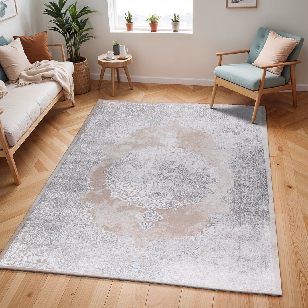 17 Stories Rectangle Oriental Area Rug Beige/Off-White Rectangle 200 x 275cm