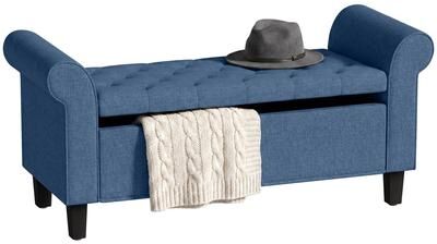 Kodotan sofa "47"" Storage Ottoman Bench, Tufted Long Ottoman with Storage Chest, Rolled Arms, Safety Hinge, Upholstered End of Bed Bench"