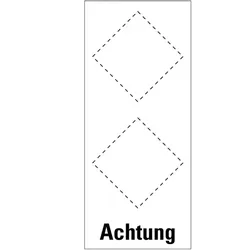 Aufkleber I Grundetikett Achtung, für 2 GHS-Piktogramme, Folie, selbstklebend, 30x70mm, 8/Bogen