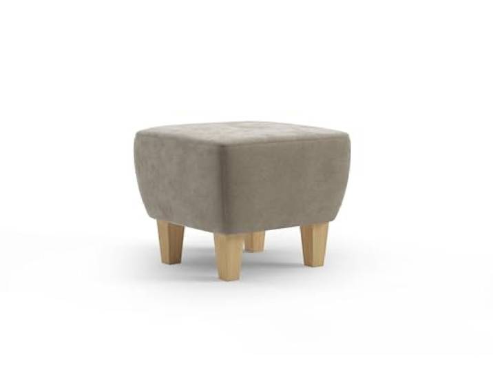Cavadore Hocker Vida / Polsterhocker mit massiven Holzfüßen in Buche / 52 x 46 x 52 / Mikrofaser, Perlbeige