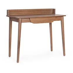 Schreibtisch Sanat aus Mangoholz, Retro Chic Design, braun lackiert, 100 cm breit