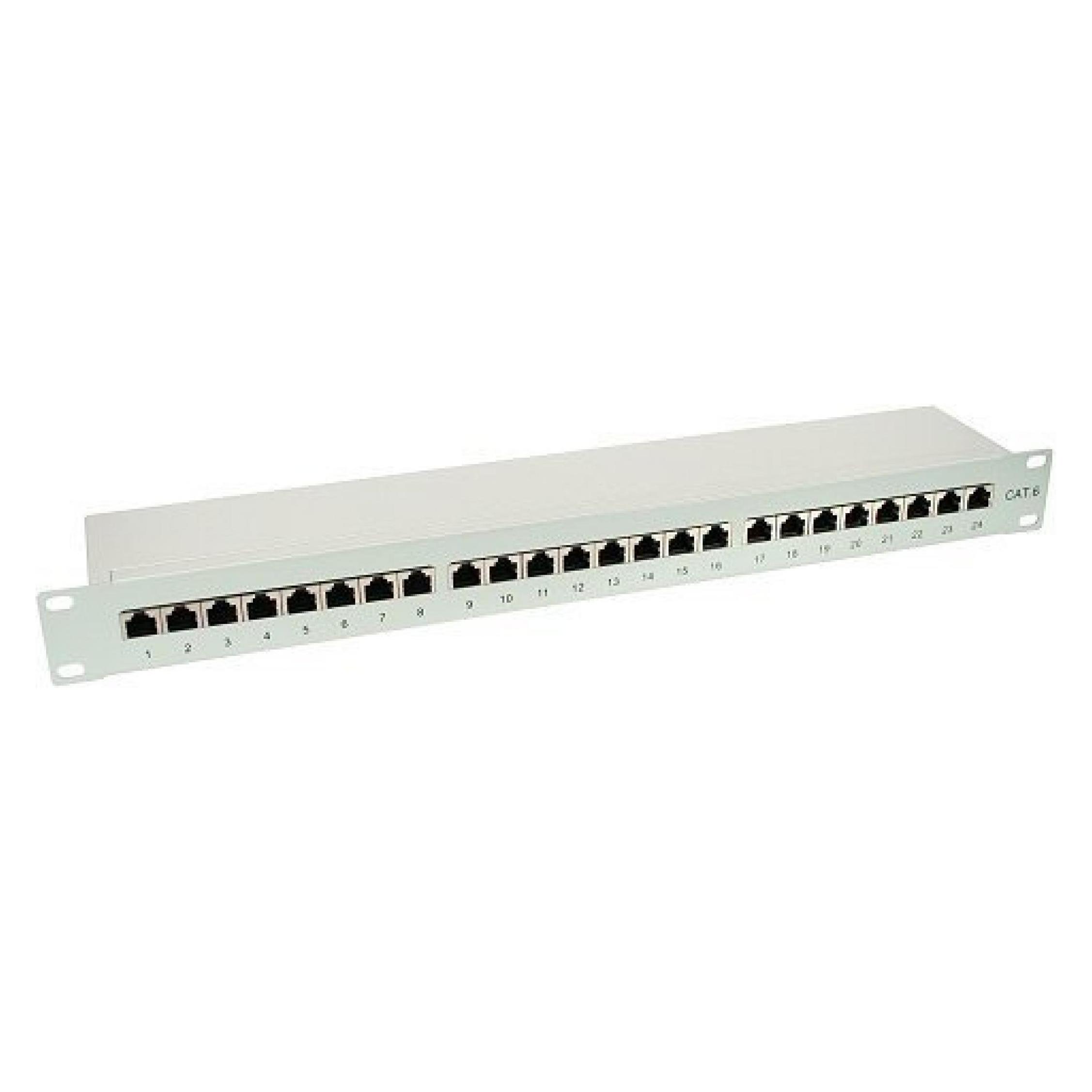 InLine Patchfeld Cat.6 24-fach 48,26cm 19 Zoll 1HE lichtgrau RAL7035 (76224)