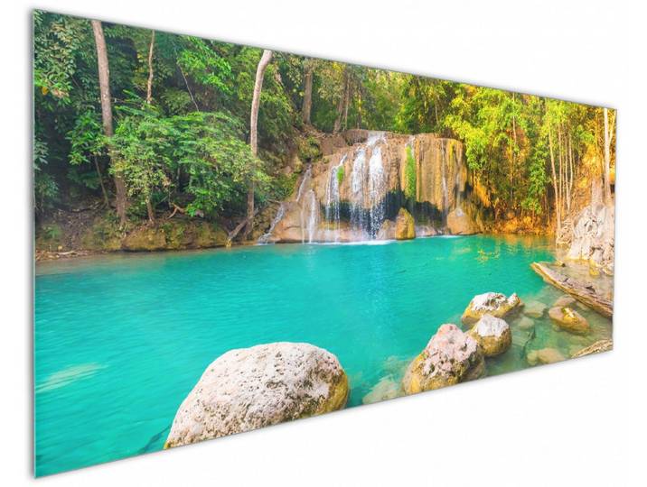 Wallario Küchenrückwand Paradiesischer Wasserfall, (1-tlg)