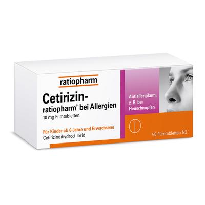 CETIRIZIN-ratiopharm bei Allergien 10 mg Filmtabl. 50 St Filmtabletten