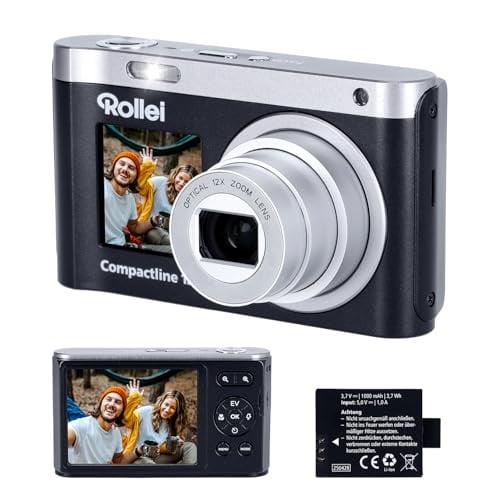 Rollei Compactline digitale camera met 64 MP, 4K Ultra HD en 12x optische zoom, zwart