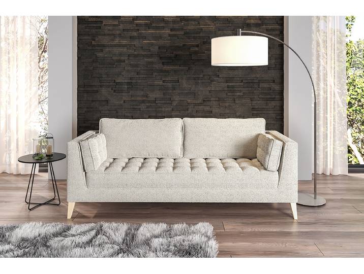 Sofa Licoy Beige Bouclé Stoff Anouk 222cm Modern