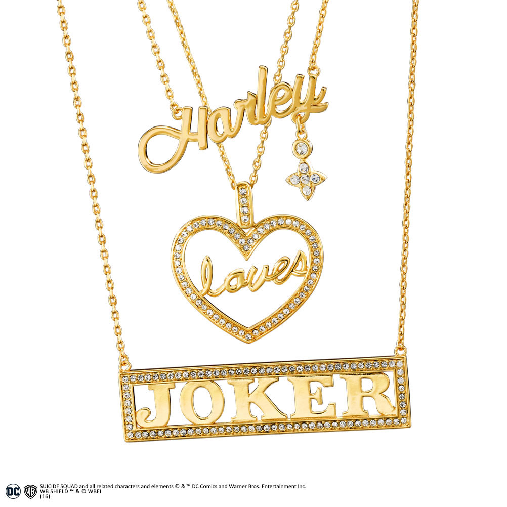 Noble Collection Suicide Squad Replicaset 1/1 Harley Loves Joker Ketting Verguld