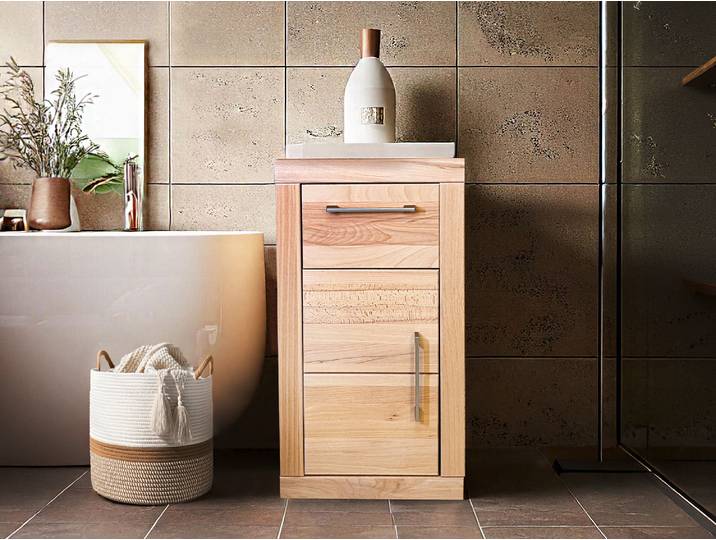 OZEANA Unterschrank I fürs Badezimmer, Material teilmassiv, Buche