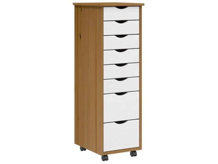 YUTAASU Rollschrank Mit Schubladen Massivholz Kiefer Honigbraun