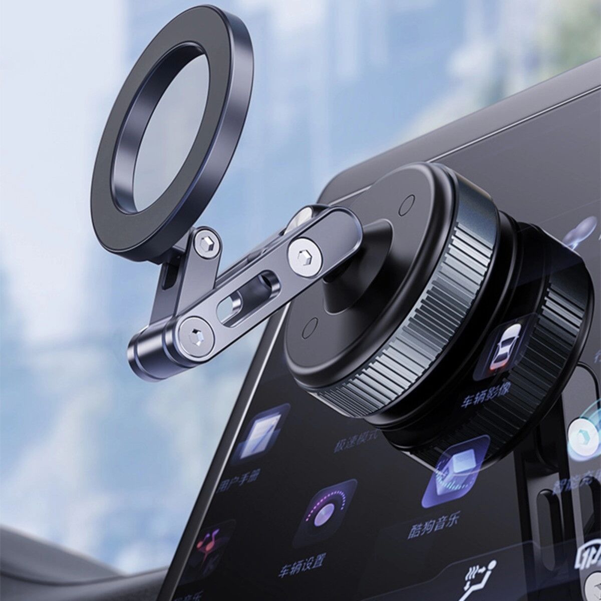 INF Support magnétique voiture compatible avec iPhone et Android – Alliage d'aluminium + ABS, forte adhérence magnétique, base