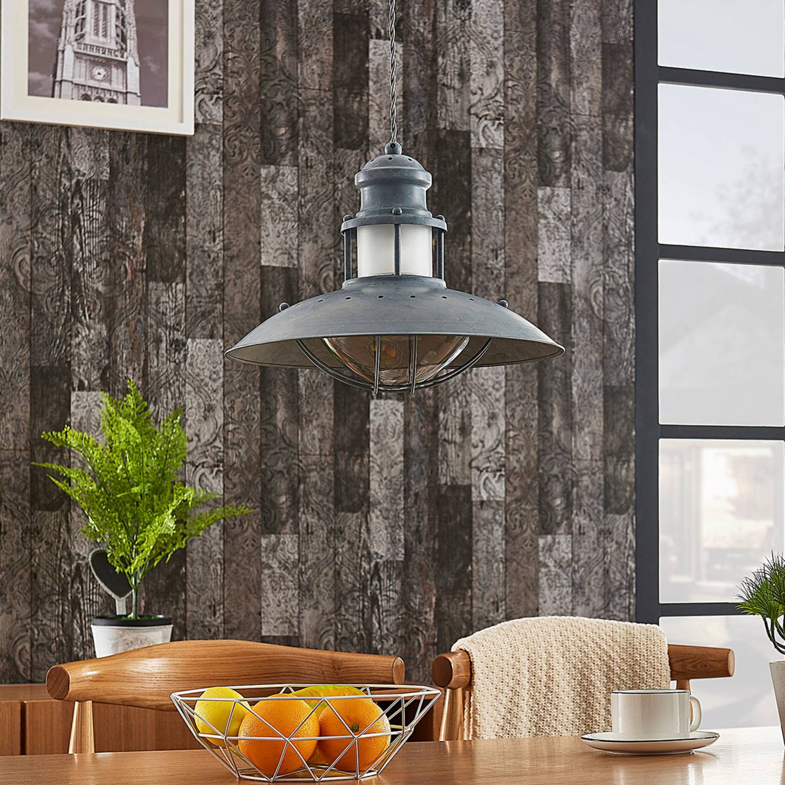 Pendant Light Louisanne Lindby, dimmable, Alu / grey / zinc, Kitchen, metal, Industrial Design, Ceiling Light