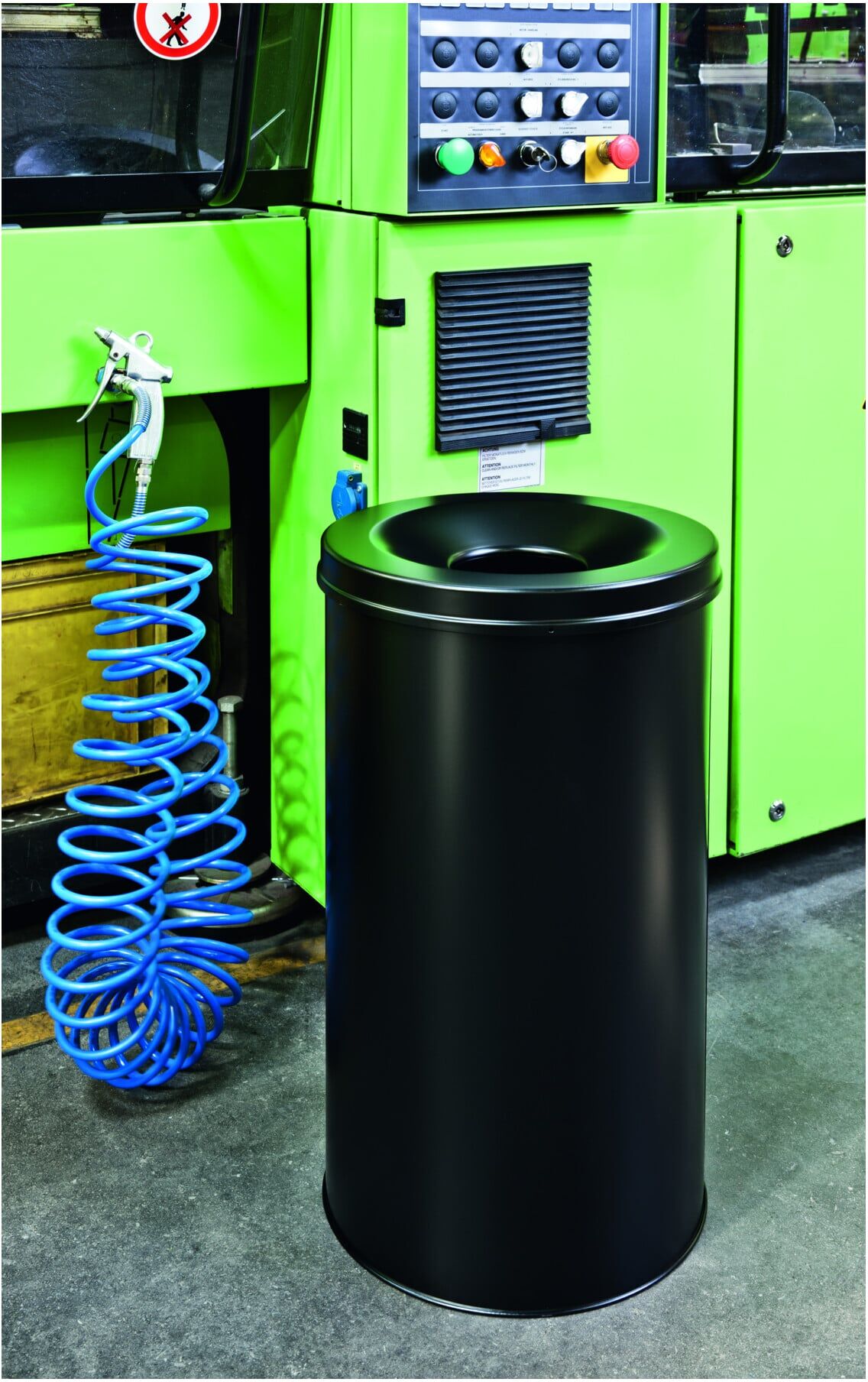 Durable 330701 Papierkorb safe rund Schwarz 60l aus Kunststoff für Büro und Haushalt)