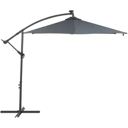 SONNENSCHIRM LED Solar Beleuchtung graphitgrau 285 cm Corval