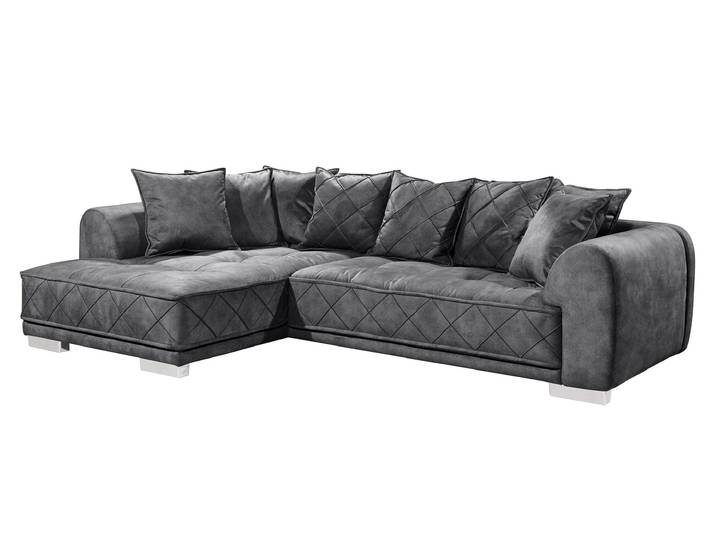 Ecksofa anthrazit 319 x 194 cm mit Kissen - SENTINA