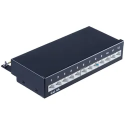 Shiverpeaks -BASIC-S--Mini Patchpanel/ Patchfeld Cat.6A, geschirmt 500 MHz, Desktop Gehäuse 12-Port schwarz, Server Zubehör, Schwarz