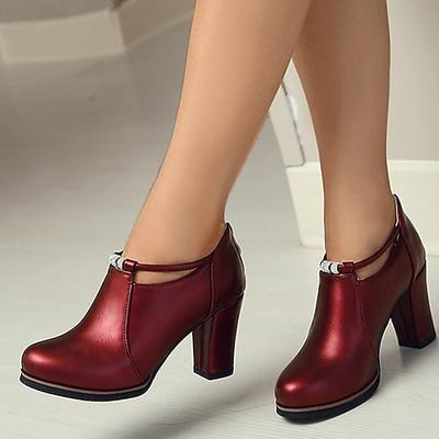 Damen Absätze Pumps Übergrössen Höhenverstellbare Schuhe Outdoor Party Täglich Farbblock Blockabsatz Runde Zehe Elegant Urlaub Niedlich Leder Schnürung Schwarz Weiß Rot