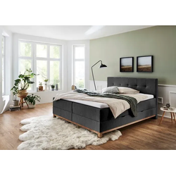 meise.möbel Boxspringbett Catania 160 x 200 cm Stoff Grau Anthrazit
