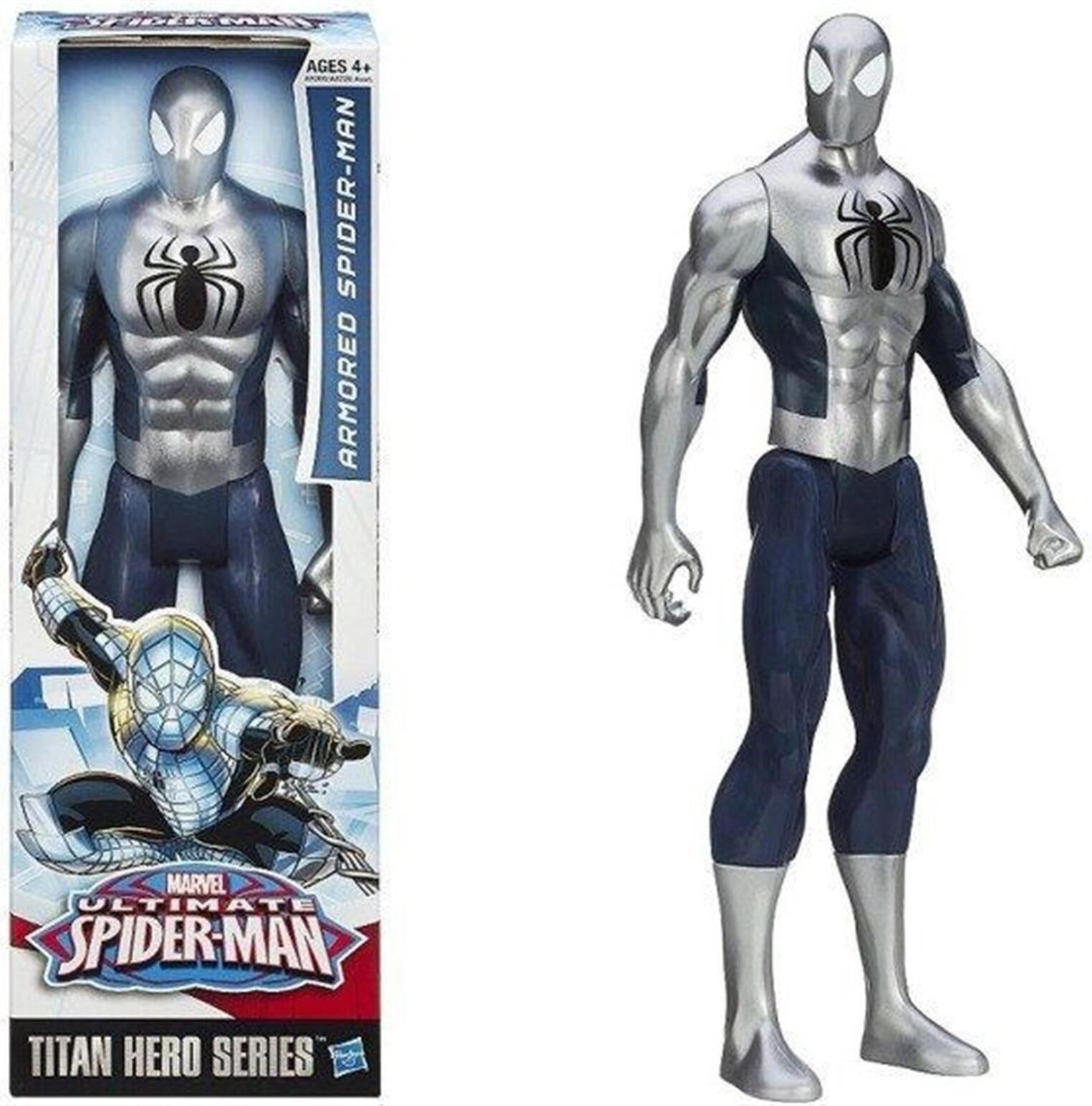 Hasbro Spiderman Silver Titan bepantserde helderfiguur, 30 cm