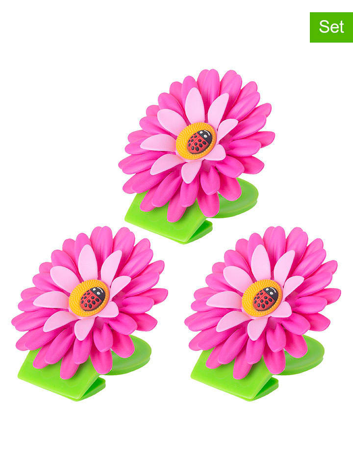 Vigar 3er-Set: Magnetchlips "Flower power" in Pink - (H)8 cm - onesize