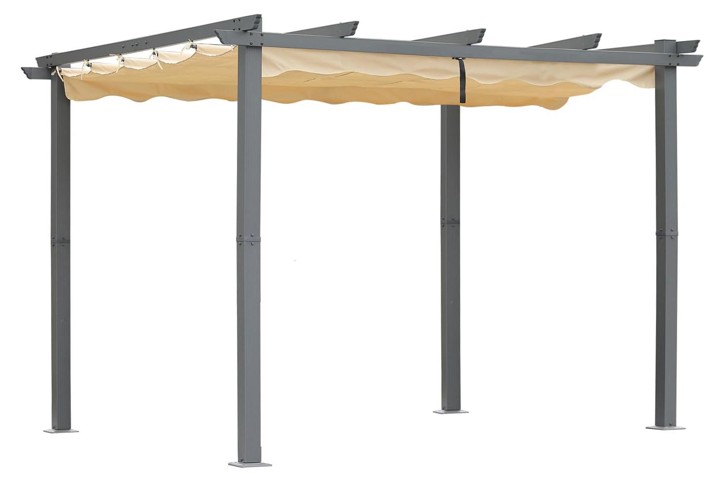 Aluminium-Pergola - Ausziehbares Polyester-Dach - 3 x 4 Meter - Wasserabweisend - Gartenüberdachung
