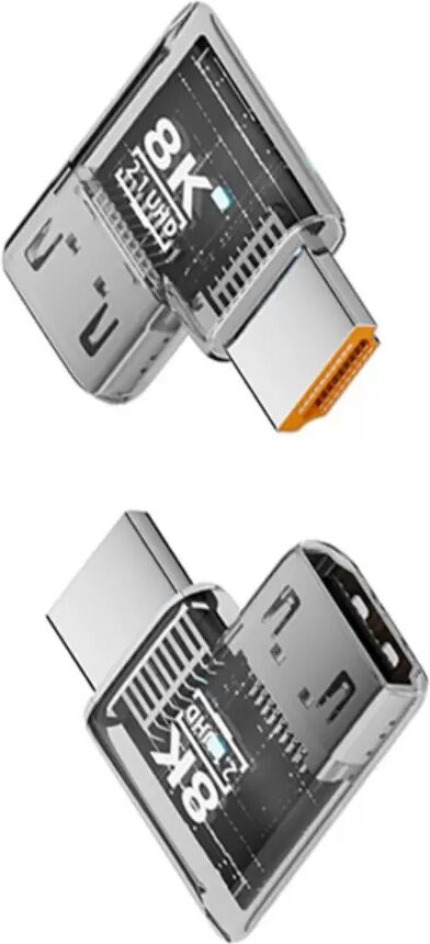 INF UHD HDMI Female-to-Male Right Angle Adapter 3-Pack – HDMI 2.1, 8K 60Hz, 90° Right-Angle ABS Connector Transparent