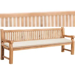 CLP Gartenbank Teakholz Jackson mit Sitzkissen creme/226x48x8 cm