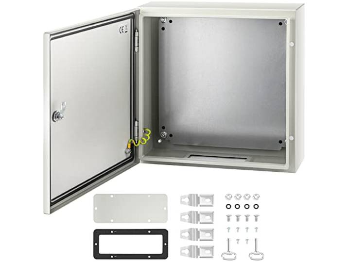 VEVOR NEMA Stalen behuizing, 20 x 20 x 6 NEMA 4X stalen elektrische doos, IP66 waterdicht en stofdicht, buiten/binnen elektrische aansluitdoos, met montageplaat