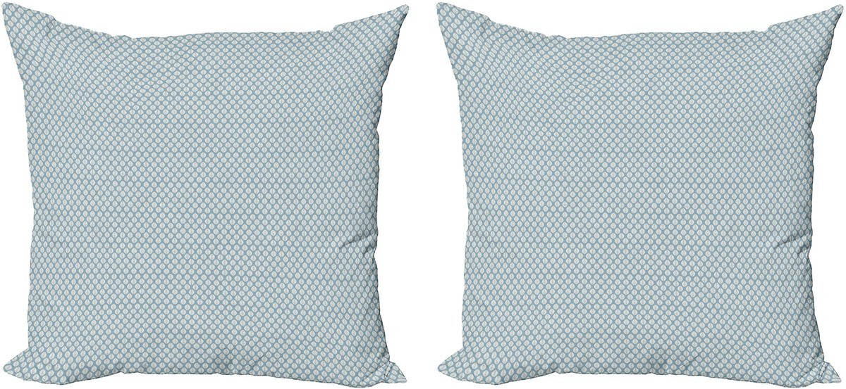 ABAKUHAUS Set van 2 decoratieve kussenhoezen met tropische bladeren, Ivoor en lichtblauw, 45 x 45 cm