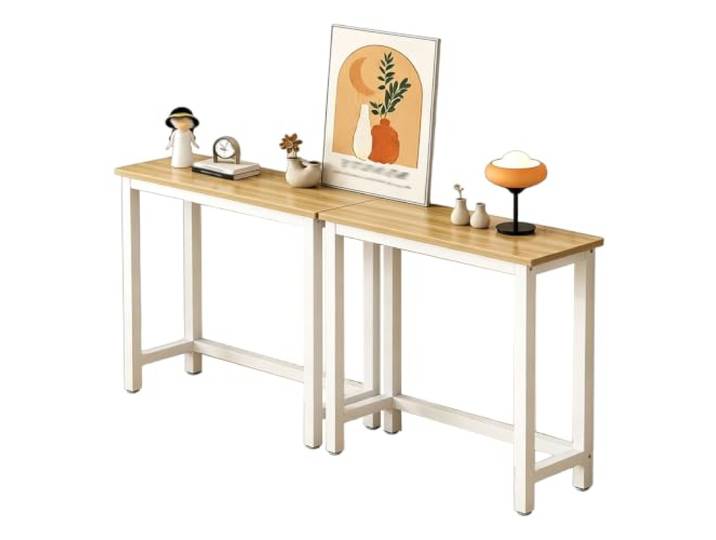 Hynbdes Beistelltisch, Konsolentisch schmal, Hölzern, Schmales Design Nutzen Sie die Lücken, Kleiner Ausstellungstisch für Eingang, Flur, Foyer, Wohnzimmer, Holz-Weiß 200×15×100cm