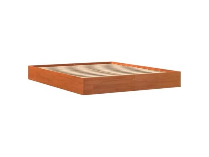 KTHLBRH Bettgestell aus Kiefernholz, 160 x 200 cm, Braun Natürliches Bettgestell, Lattenrost inklusive, robustes Gestell, ohne Matratze