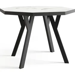 ESSTISCH Desmond achteckiger ausziehbarer, Marmor Weiß 100-150/100/76 cm