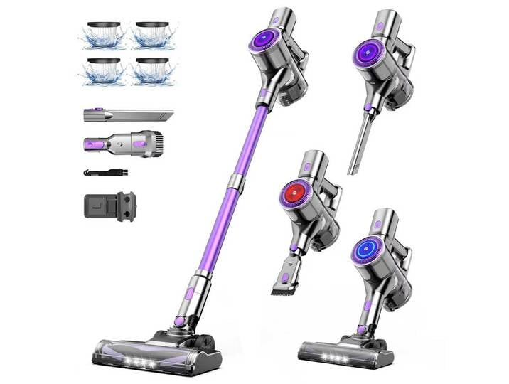 Aspirateur sans fil FixtFixer X7 55KPA, aspirateur sans fil avec HEPA×4, brosse anti-emmêlement, aspirateur portatif 6 en 1 léger pour poils d'animaux/tapis