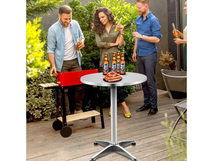 Table de Bar 2en1 Alu Hauteur Réglable - OHMG - Cuisine Jardin Terrasse - Pliable