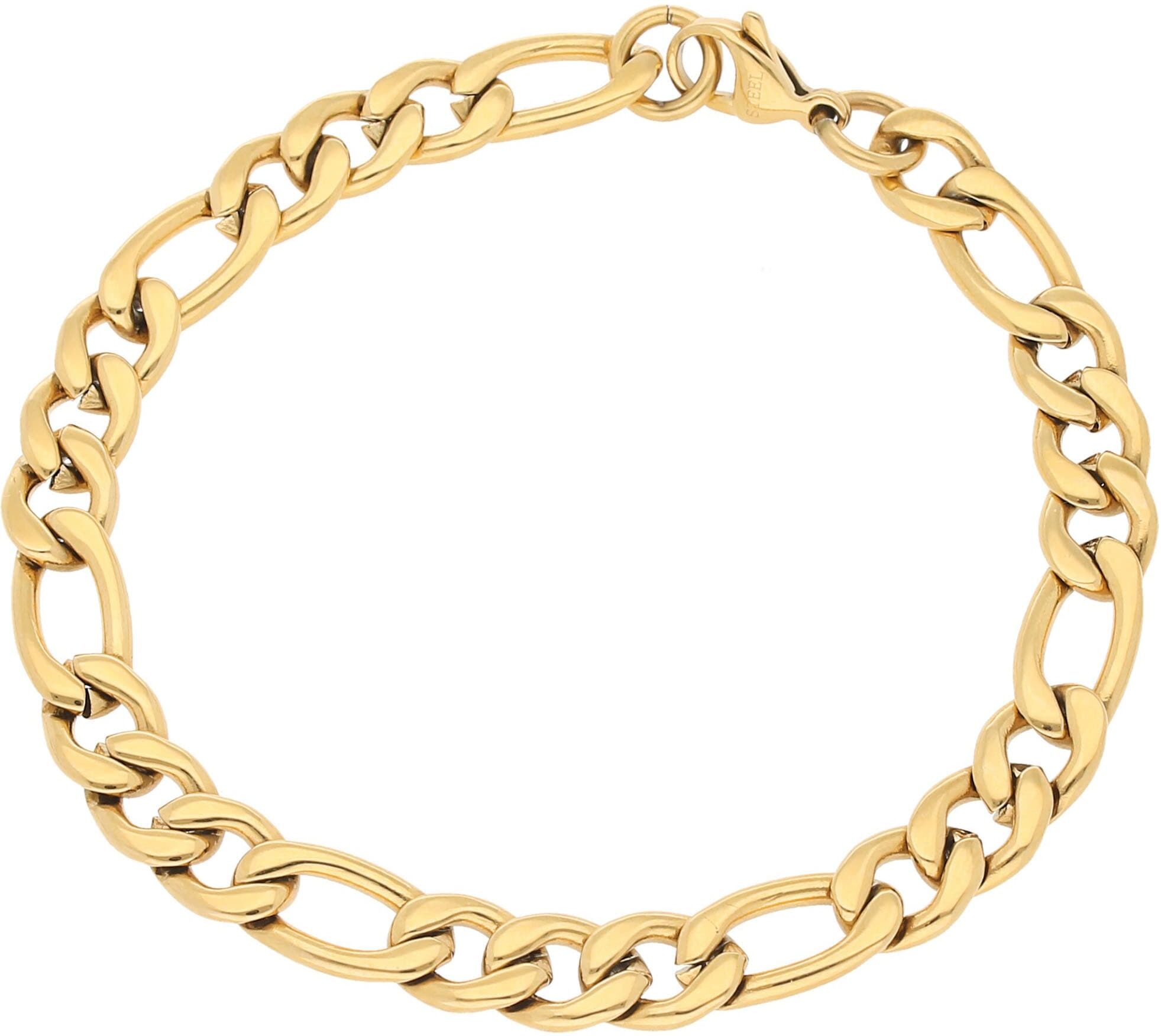 Edelstahlarmband FIRETTI "Schmuck Geschenk Figarokettengliederung, 8,0 mm breit" Gr. 21, gold (gelbgoldfarben), Armbänder, Herren, 21, Edelstahl, Edelstahlarmband