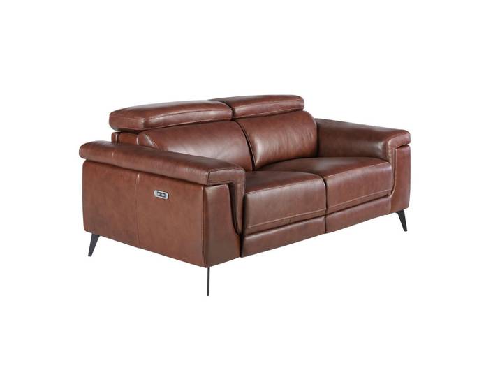 Angel Cerda 2-Sitzer-Relaxsofa aus braunem Leder, Braun, Schwarz, Echtholz,Kiefer, Füllung: Polyurethan (PUR),Polyurethan (PUR),Polyurethan (Pur), einzeln stellbar, 170x99x103 cm, Wohnzimmer, Sofas & Couches