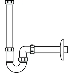 LAUFEN Il Bagno Alessi One Siphon, DN32, mit verlängerten Ablaufrohr, weiß, H8940670000001