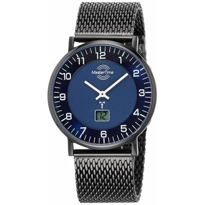 Funkuhr MASTER TIME "Basic", blau (schwarz, blau), Armbanduhren, Herren, Funkuhr, Armbanduhr, Quarzuhr, Herrenuhr, Datum, Langzeitbatterie