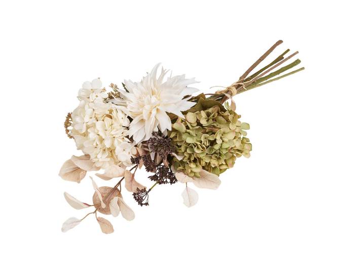 Kunstblume Hydrangea Bouquet, Creme, Grün, Kunststoff, 30.5x67x25.5 cm, Dekoration, Blumen & Blumentöpfe, Kunstblumen