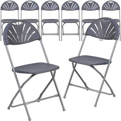 Flash Furniture 8 Pack 650 lb. Capacity Plastic Fan Back Folding Chair