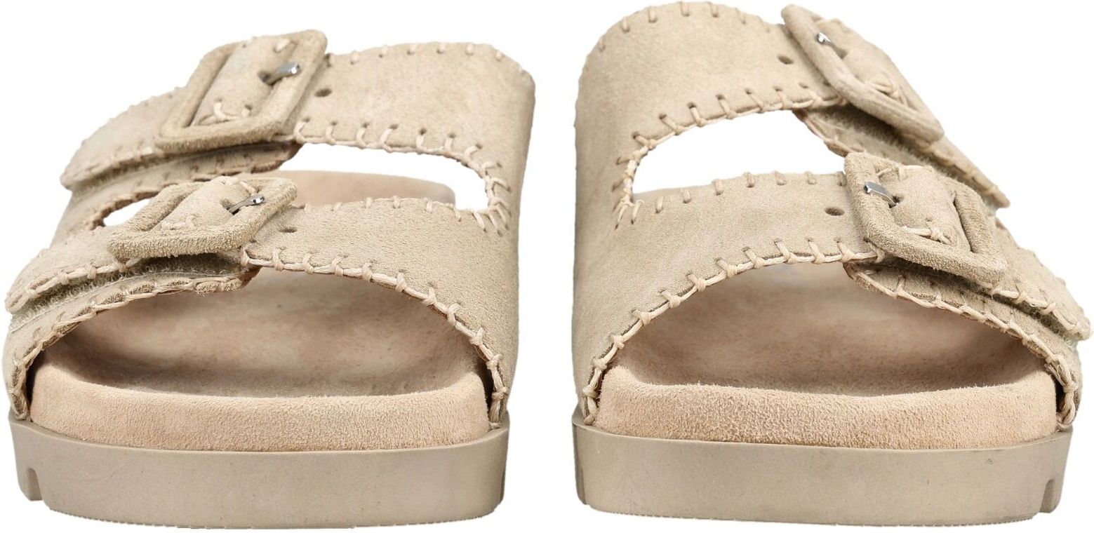Pantolette ROHDE "Rohde Pantoletten Veloursleder", Damen, Gr. 37, Leder, beige (natur), Veloursleder, Schuhe Pantolette
