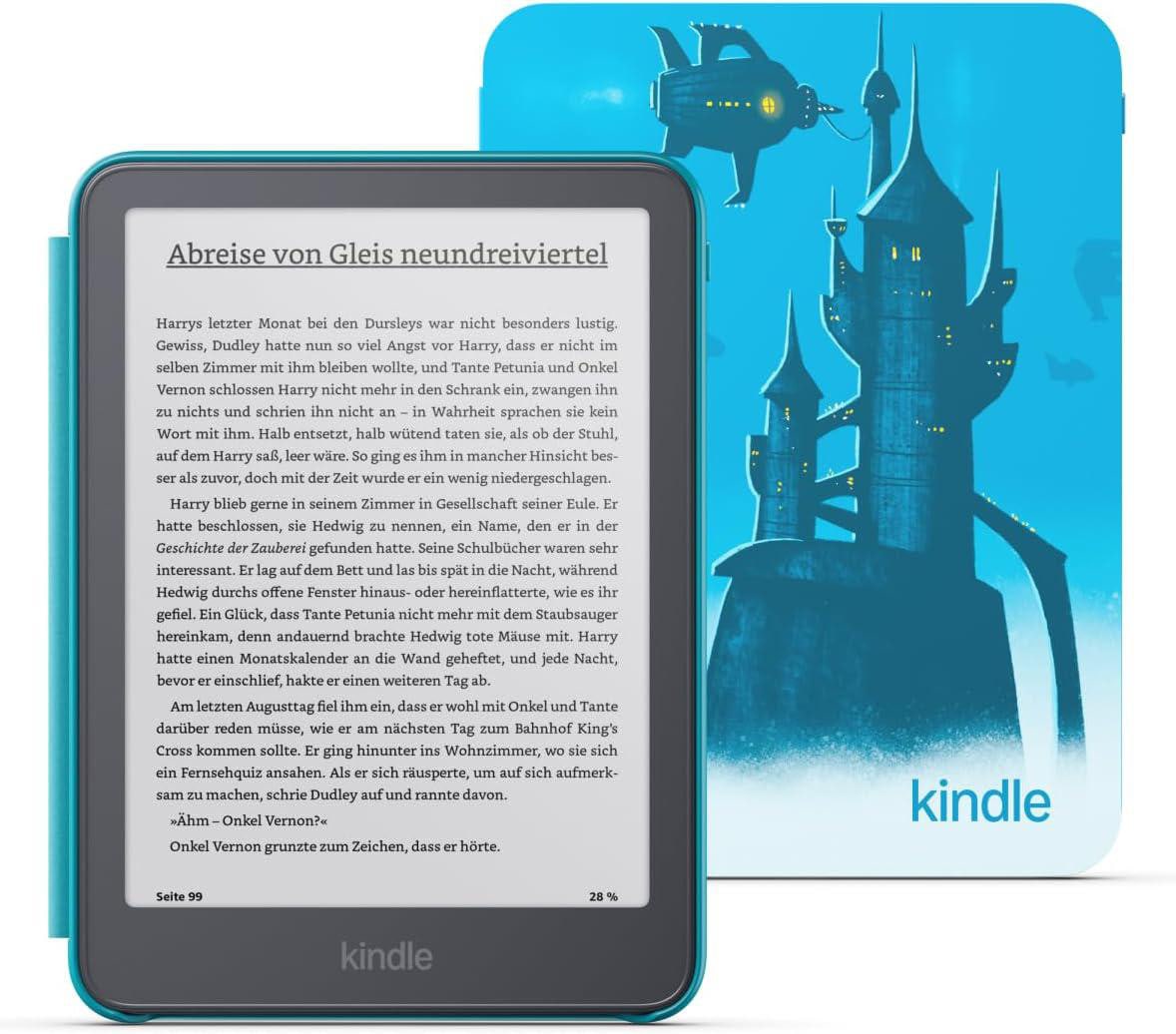 Amazon Kids Kindle Paperwhite (2026) Twilight Towers 16 GB mit Werbung, grau mit Schutzhülle