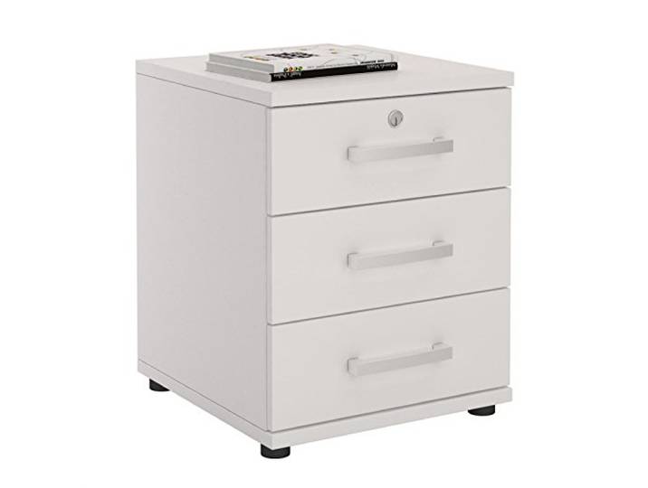 CARO-Möbel Bürocontainer Schreibtischcontainer Büroschrank Toronto, weiß, abschließbar mit 3 Schubladen, 44 x 58 x 45 cm